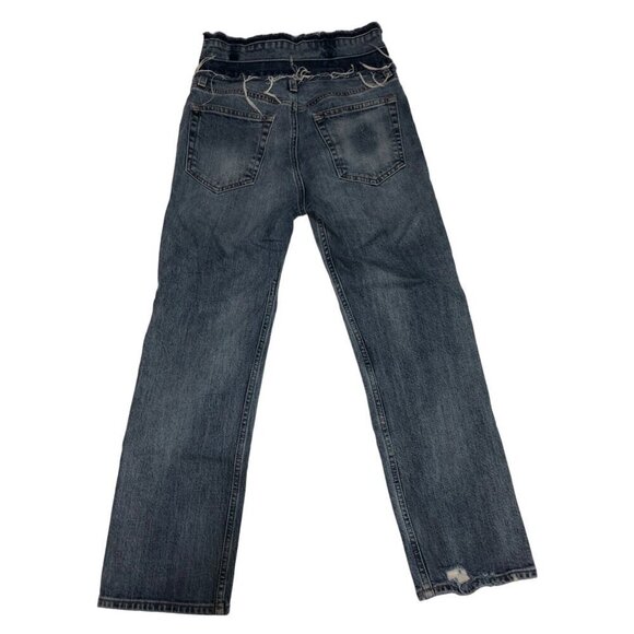 Lucky Remade Pins Stacked Waist Jeans Size 26 US 2 Blue Cropped High Rise Frayed - Picture 4 of 12